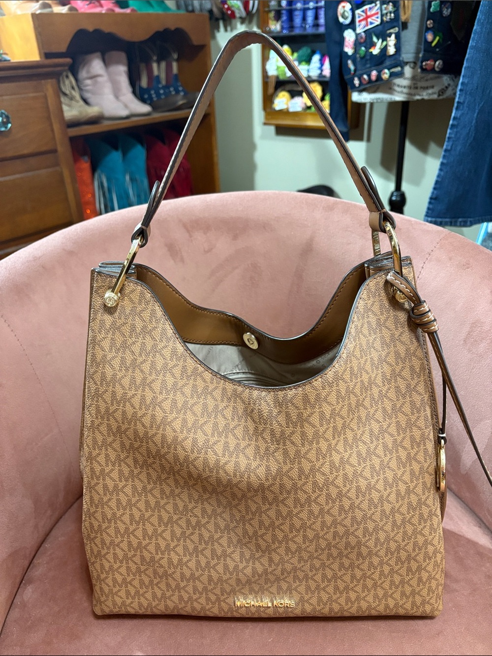 Michael Kors Brown/Tan Signature Shoulder Bag